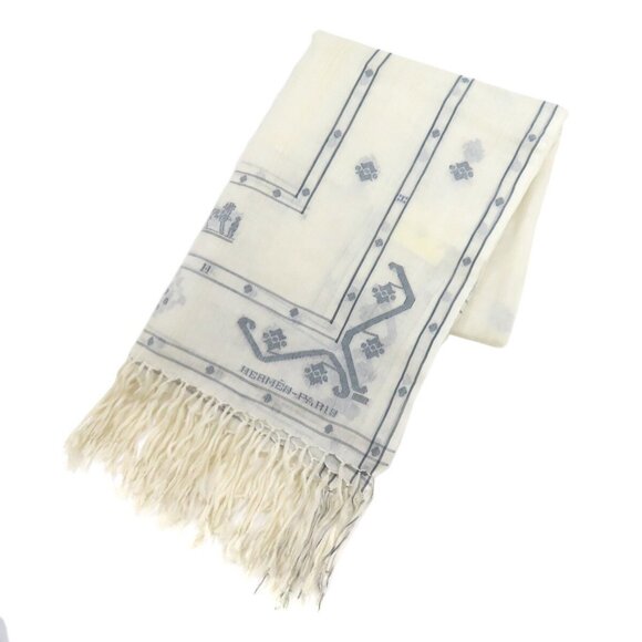 HERMES White Scarf - Picture 1 of 11